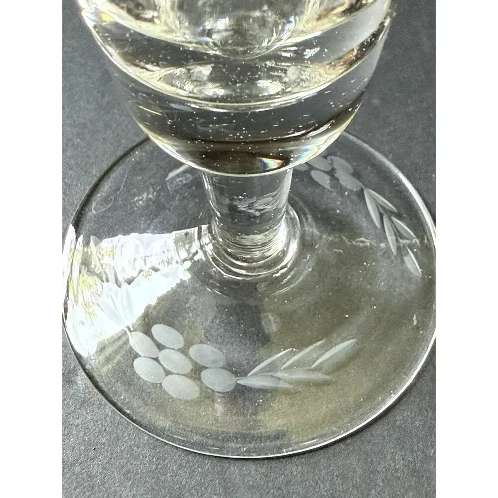 Vintage Etched Crystal Pilsner Glasses Champagne Barware Set (2) Flower Design